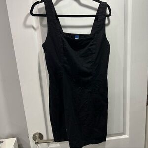 Old Navy Linen Blend Square Neck Black Sleeveless Dress L